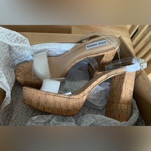 NWT Steve Madden Women's Clear Platform Sandal Lessa Pump, Clear, Size 10
